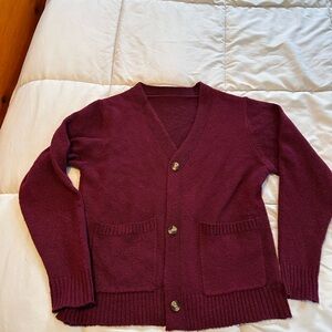 Burgundy Oversized Boyfriend Cardigan